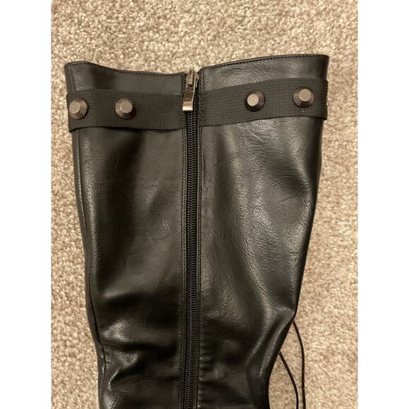 NWOT Frankie Hsu Punk Rivets Helled Stiletto Black Knee Hight Boot, Sz 7 - Picture 9 of 11